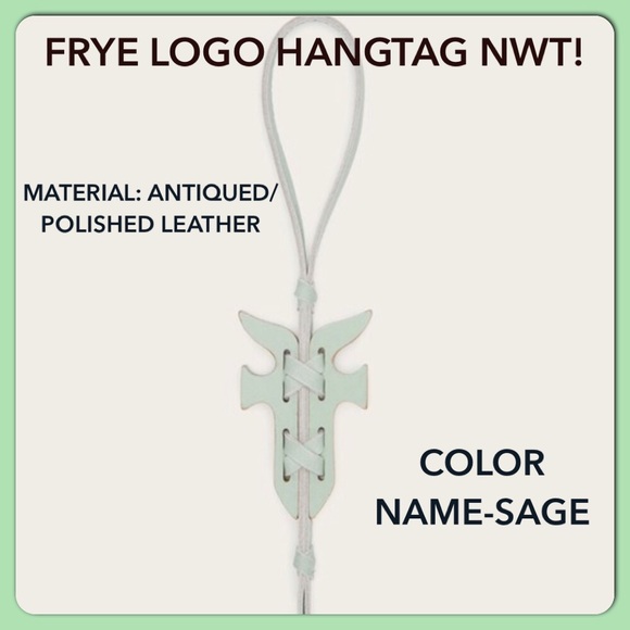 ๐ฅHTF! Frye Leather Sage Color Logo Bag Charm Key Fob NWT!โ๐ป๐๐๐๐ป - Picture 3 of 6